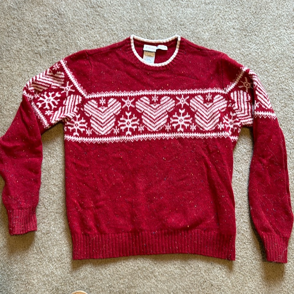 Vintage Disney red Christmas sweater, Mickey snowflakes, wool blend, size large